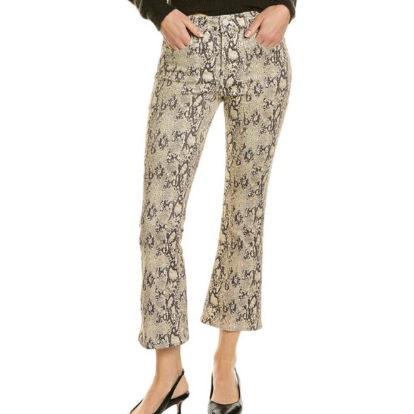 New - Frame Denim Le Crop Mini Boot in Snake Print